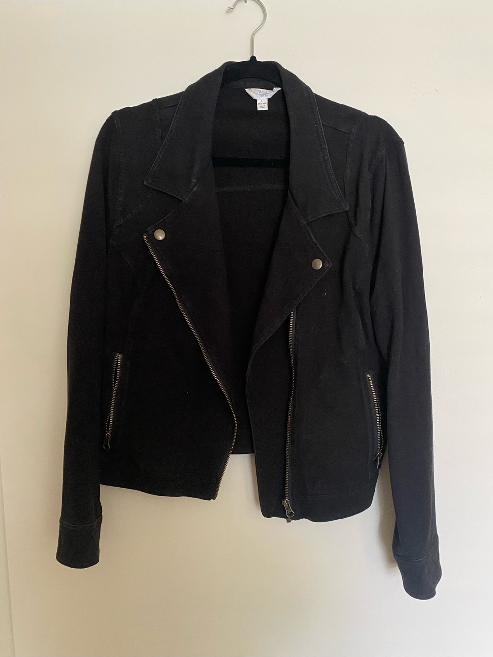 Time and Tru Black Moto-Style Zip Jacket